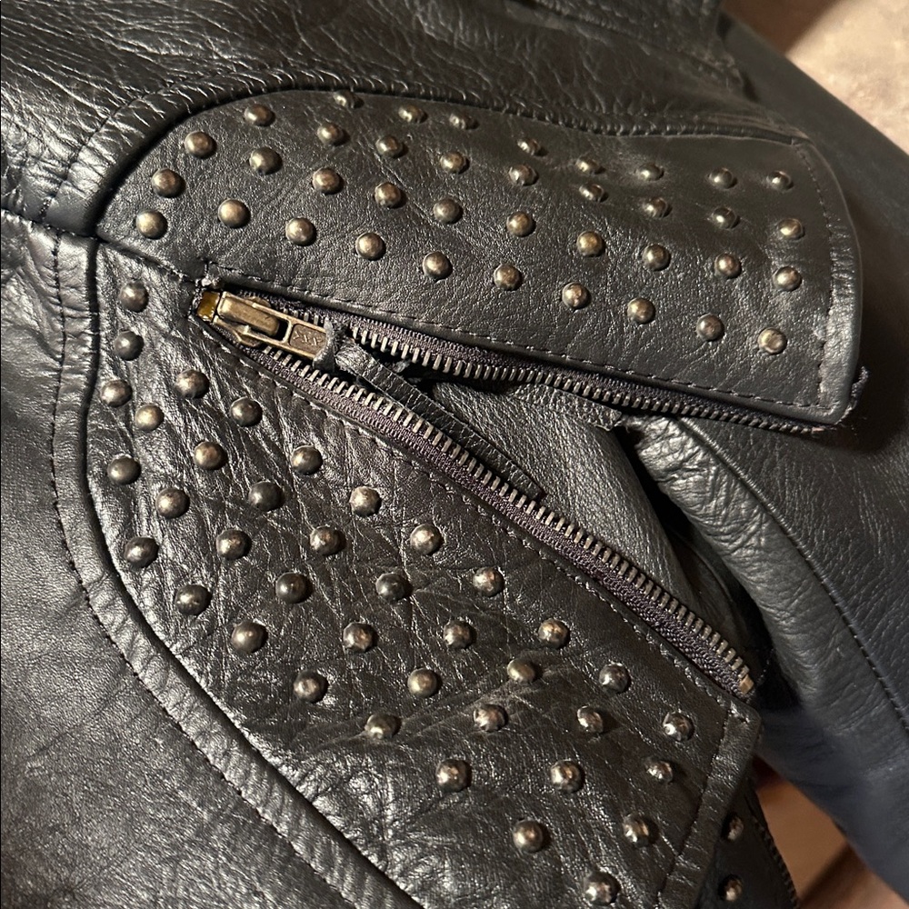 Leather King Black Studded Jacket XL w/ Thinsulate Liner - Picture 12 of 12